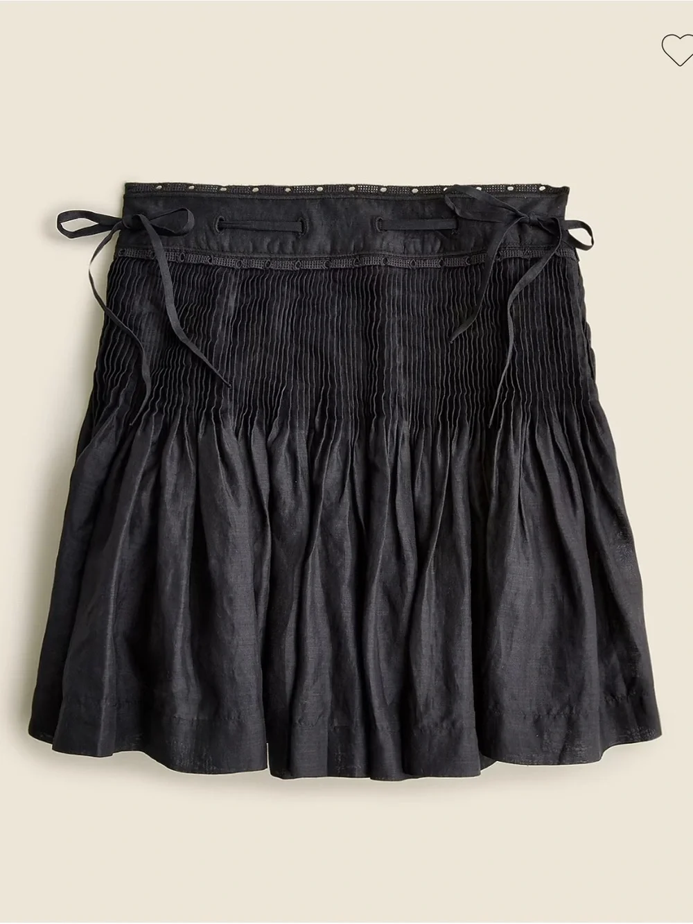 J CREW Pintuck bow mini skirt in ramie Black Eyelet Whimsigoth Mini Skirt Size 0